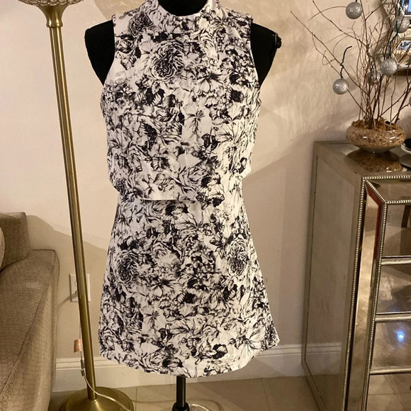 Lavish Alice Black and White Floral Mini Dress - Picture 1 of 7